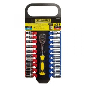 Juego Bocallaves 21 piezas 1/4 Metrica pulgadas Crossmaster