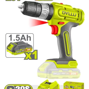 Taladro Atornillador Percutor Dyllu 20V | Inalámbrico Litio | Batería 1.5Ah | DTCDP521-4