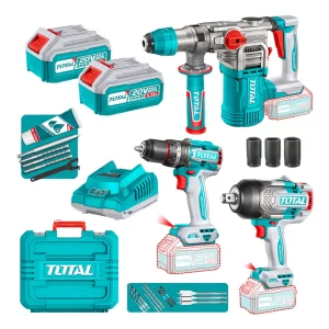 Combo Taladro Percutor + Llave De Impacto + Rotomartillo Total