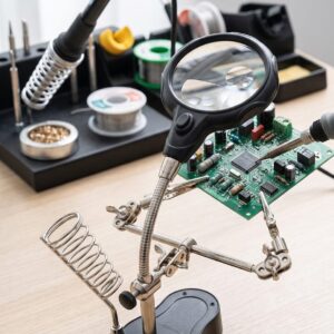 Soporte con Lupa y Luz LED para Soldar SOL0558